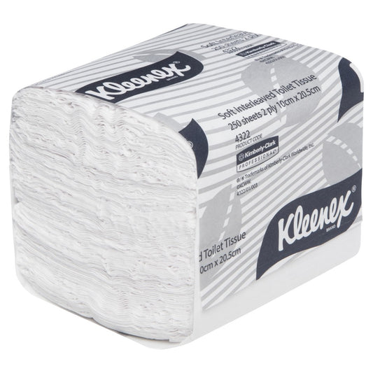 Kleenex 4322 Soft Interleaved Toilet Tissue 250 Sheets per roll White - Carton of 36 Rolls