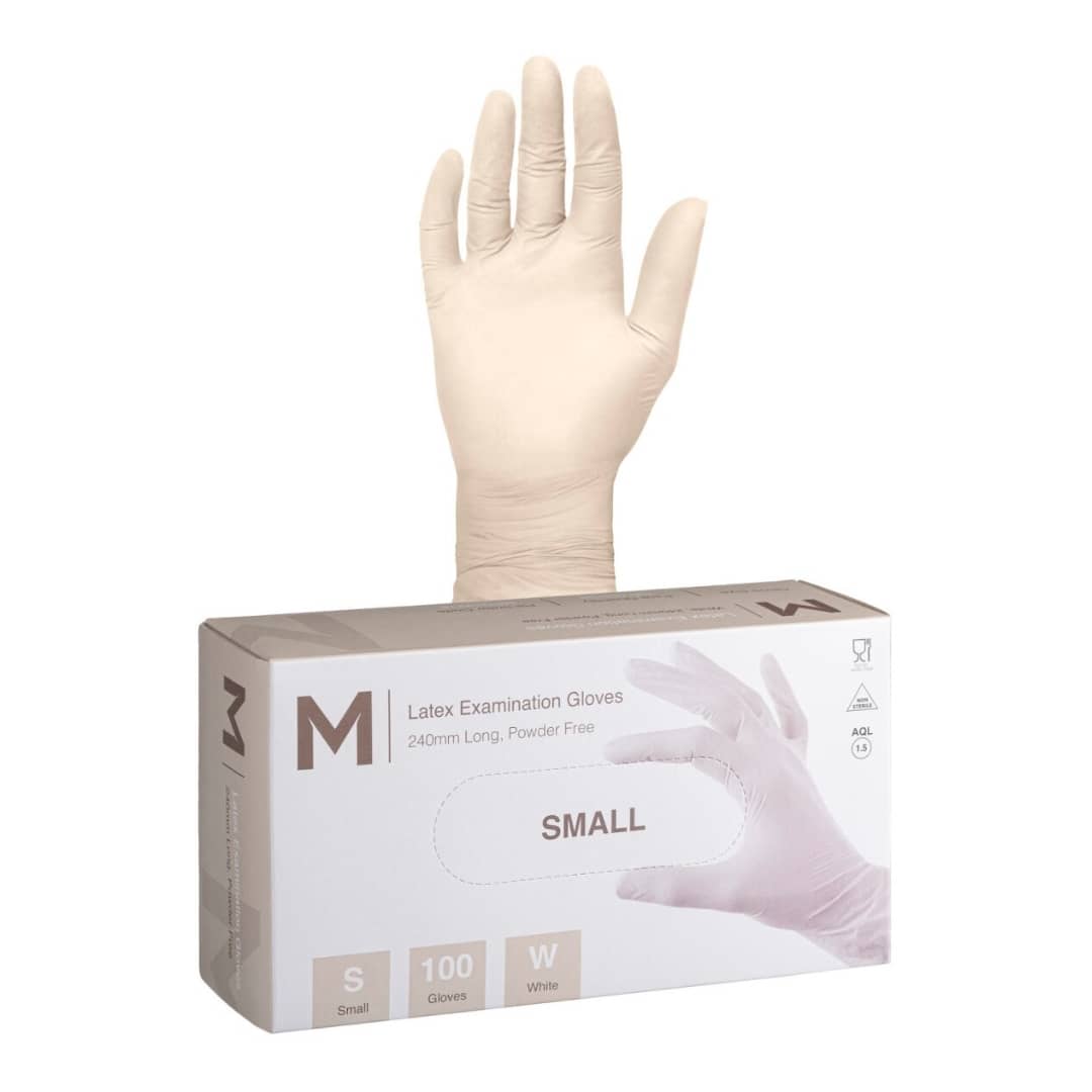 Latex Examination Gloves Powder Free - White, S 240mm Cuff, 6.0g - 1000 Gloves/Carton