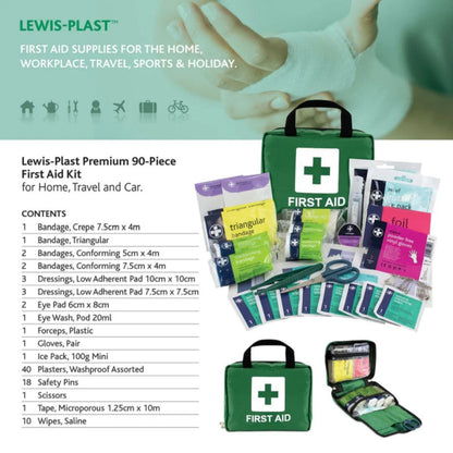 Lewis-Plast First Aid Kit Workplace Premium(90 Pieces) for 1-5 Person