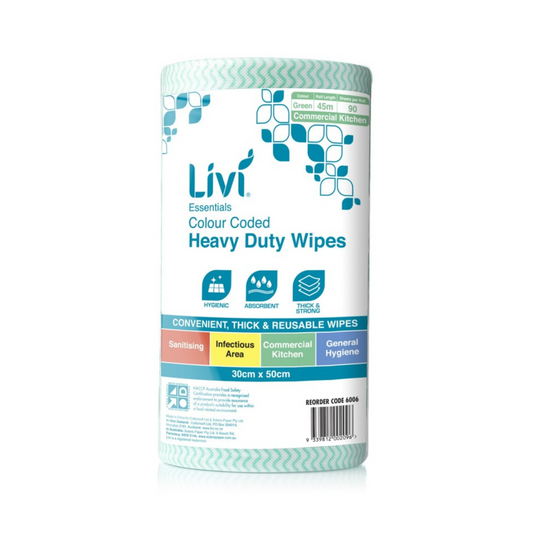 Livi Cloth Wipes Green 90 Sheets, 300mm x 500mm - 1 Roll