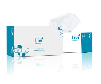 Livi Essentials Premium Facial Tissues 2 Ply White 200 Sheets Per Box 1302 - Carton of 30 Packs