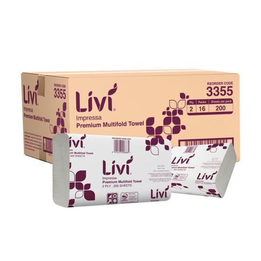 Livi Impressa Towel 2ply Slimfold 200 Sheet - Case of 16 Packs