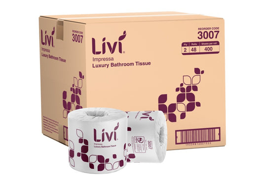 Livi Impressa 3007 Embossed Toilet Tissue 2 Ply 400 Sheets per roll White - Carton of 48 Rolls