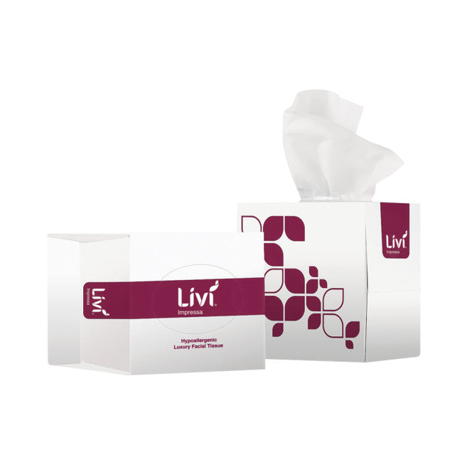 Livi Impressa Luxury Facial Tissue Cube 3 Ply 65 Sheets - Carton of 24 Packs