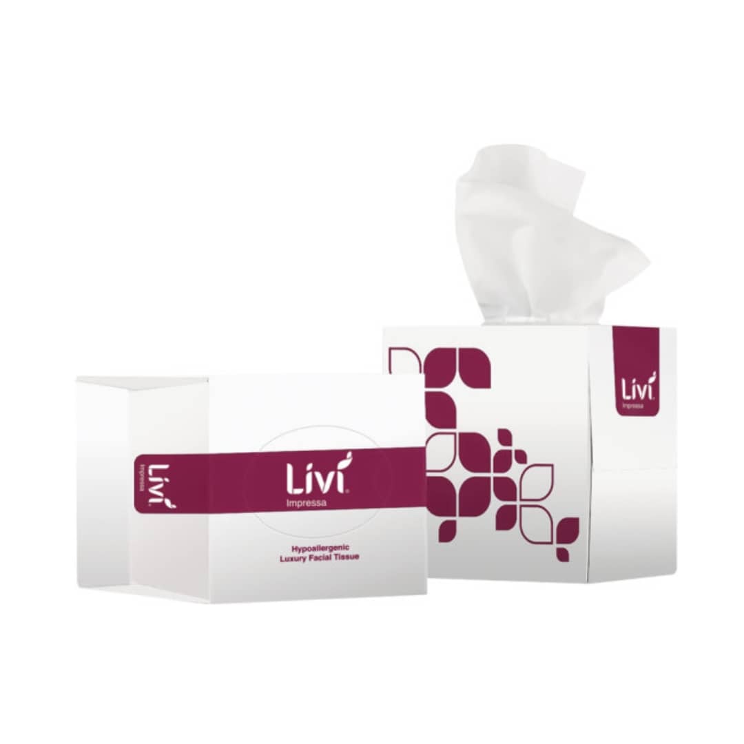 Livi Impressa Luxury Facial Tissue Cube 3 Ply 65 Sheets - Carton of 24 Packs 
