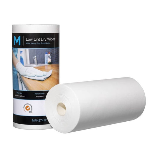 Low Lint Dry Wipes - White 300mm x 500mm 90 Sheets 80gsm