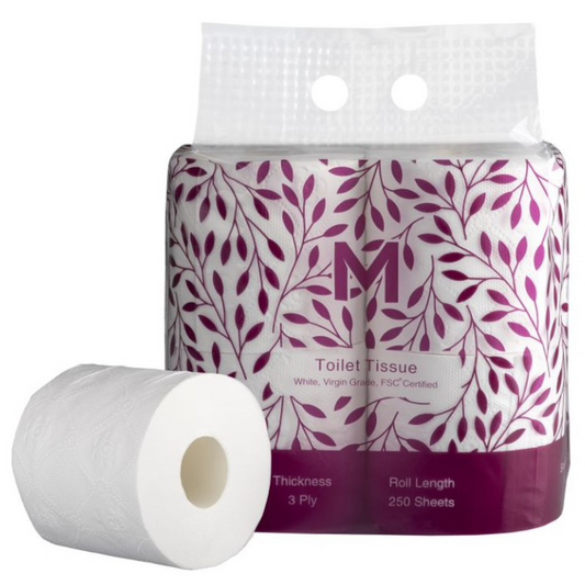 Luxury Unwrapped Toilet Tissue Boxed - White, 3 Ply, 250 Sheets, 4 Pack - 48 Rolls/Box