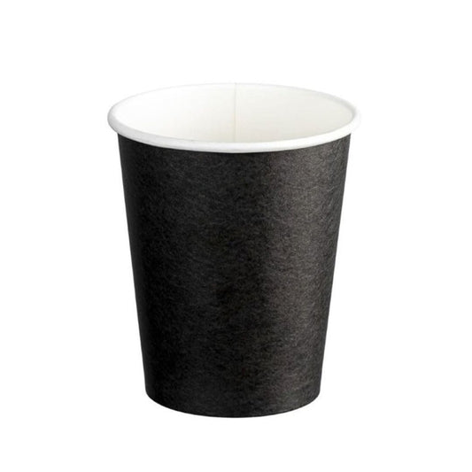 Black single wall universal PE paper cups 8oz 280ml 90mm diameter 1000 per box