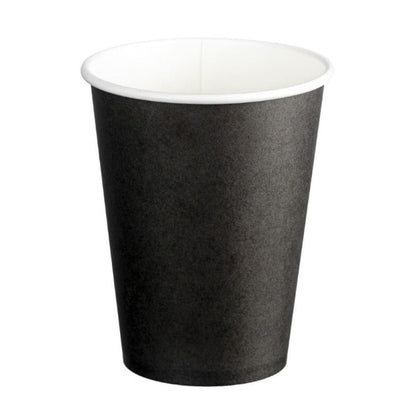 Black single wall PE paper cups 12oz 390ml 90mm diameter 1000 per box