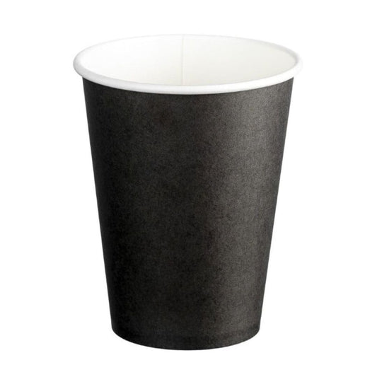 Black single wall PE paper cups 12oz 390ml 90mm diameter 1000 per box