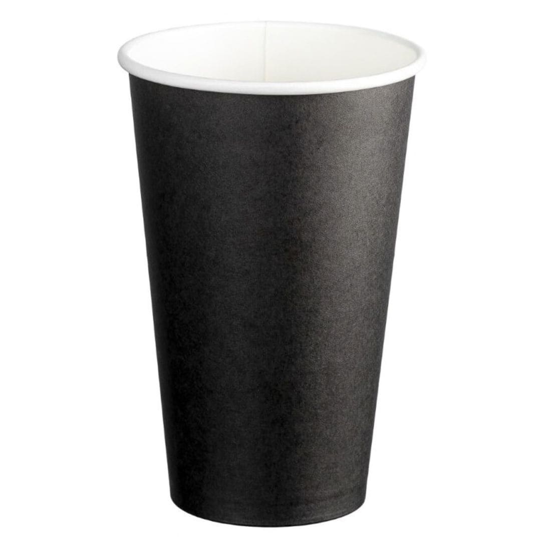 Black single wall PE paper cups 16oz 510ml 90mm diameter 1000 per box