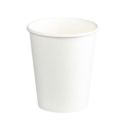 Single Wall PE Paper Cups - White, 8oz, 280ml, 80mm Diameter - 1000 Cups/Box
