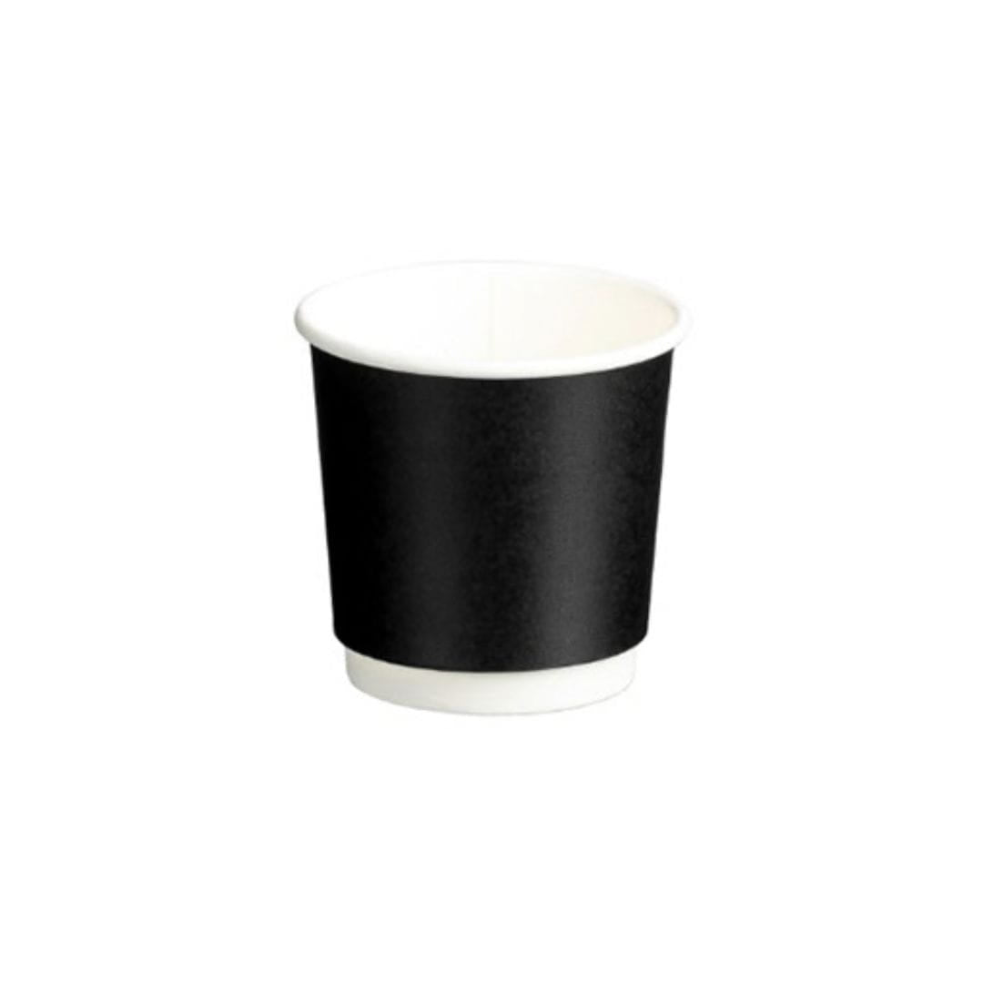 Black 4oz 120ml double wall PE paper coffee cups 62mm diameter