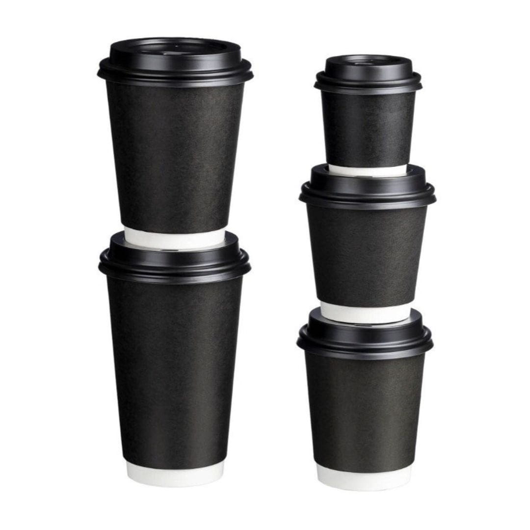 Black 4oz 120ml double wall PE paper coffee cups 62mm diameter 500 Cups/Box