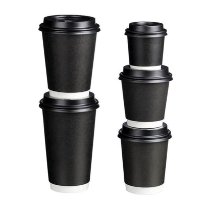Black 4oz 120ml double wall PE paper coffee cups 62mm diameter 500 Cups/Box