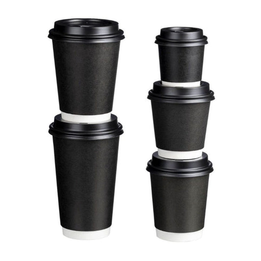 Black 4oz 120ml double wall PE paper coffee cups 62mm diameter 500 Cups/Box