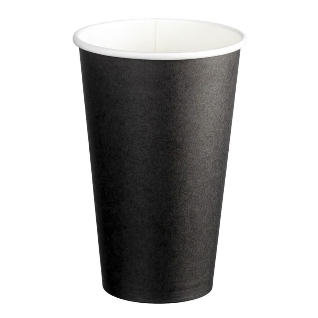 Black 16oz 510ml double wall PE paper cups 90mm diameter