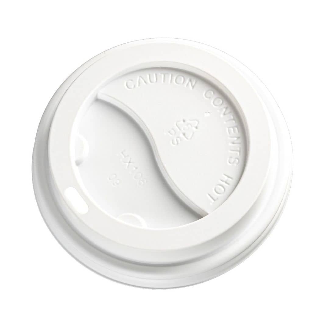 PS Plastic Cup Lids - White, 80mm Diameter 1000 Lids/Box