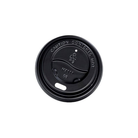 Black PS plastic cup lid 62mm diameter sip through straw hole