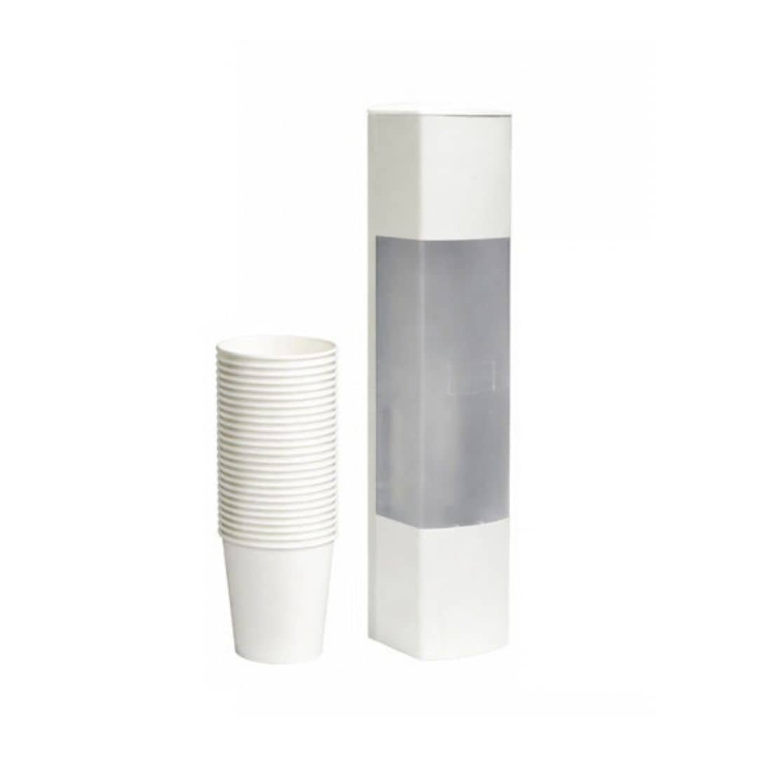 Tower Adjustable Cup Dispenser - White, 70 Cup Capacity (1) *Fits: 6oz / 8oz Cups 6 Units/Box
