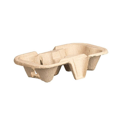 Pulp Cup Tray - Brown, 2 Cup Capacity (600) *Fits 80mm / 90mm Cups 600 Holders/Box