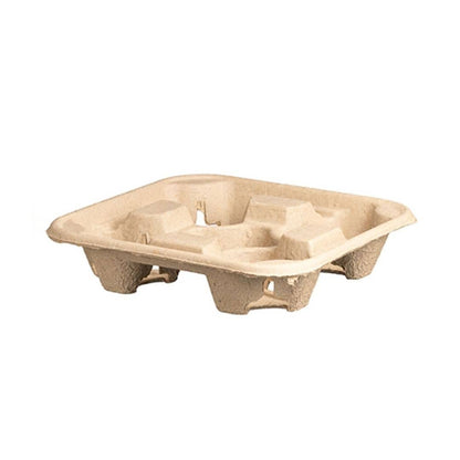 Brown pulp cup tray 2 cup capacity fits 80mm 90mm cups