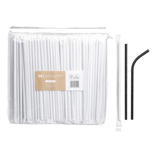 Black wrapped paper flexible straws 6mm x 200mm 300gsm FSC Mix 2500 per box