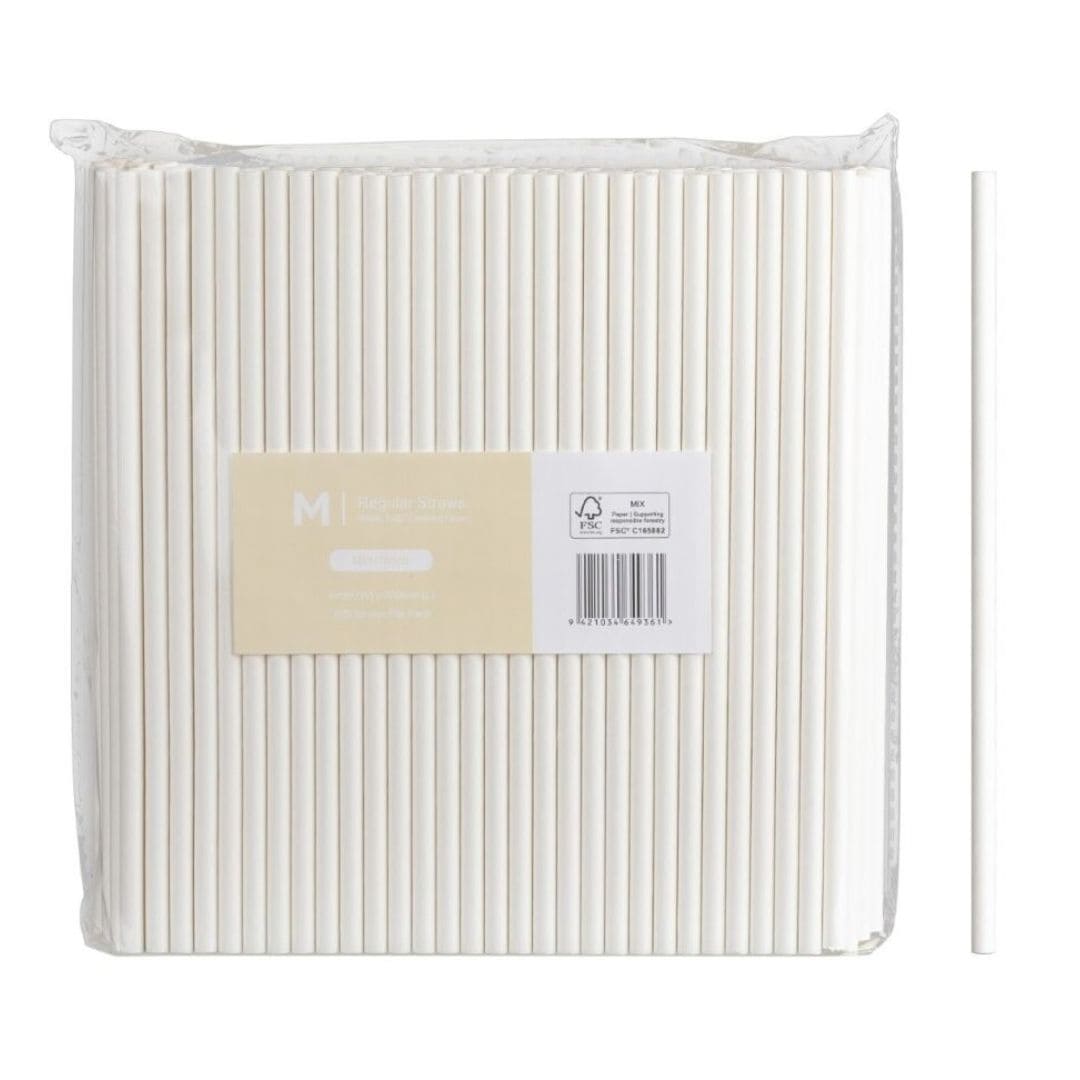 White paper regular straight straws 6mm x 200mm 300gsm FSC Mix 2500 per box