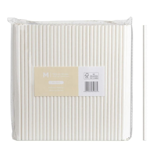 White paper regular straight straws 6mm x 200mm 300gsm FSC Mix 2500 per box