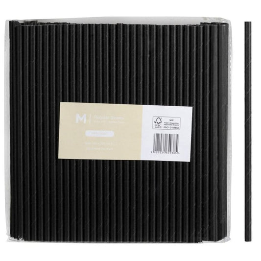 Black paper regular straight straws 6mm x 200mm 300gsm FSC Mix 2500 per box
