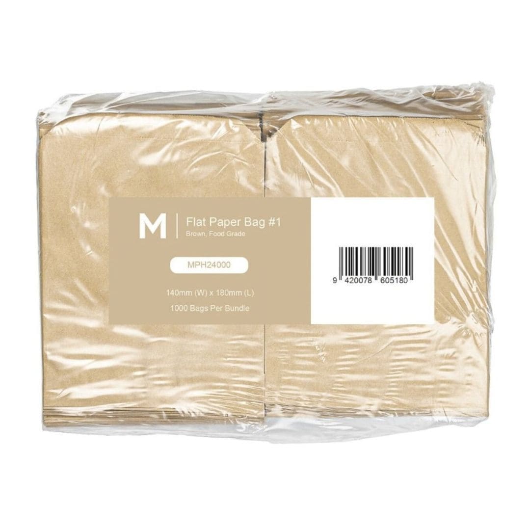 Brown flat paper bags 140x180mm 40gsm 4000 bags per box
