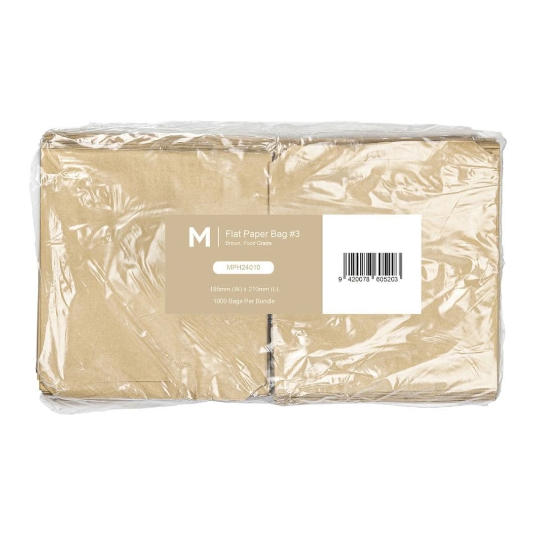 Brown flat paper bags 185x210mm 40gsm 3000 bags per box