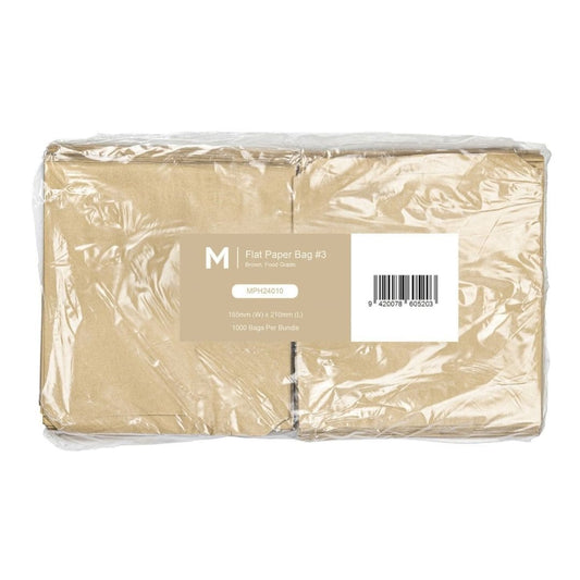 Brown flat paper bags 185x210mm 40gsm 3000 bags per box