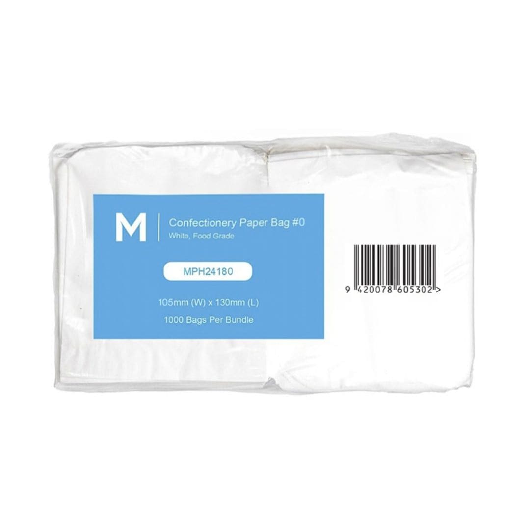 White flat confectionery paper bags 105x130mm 35gsm 8000 bags per box
