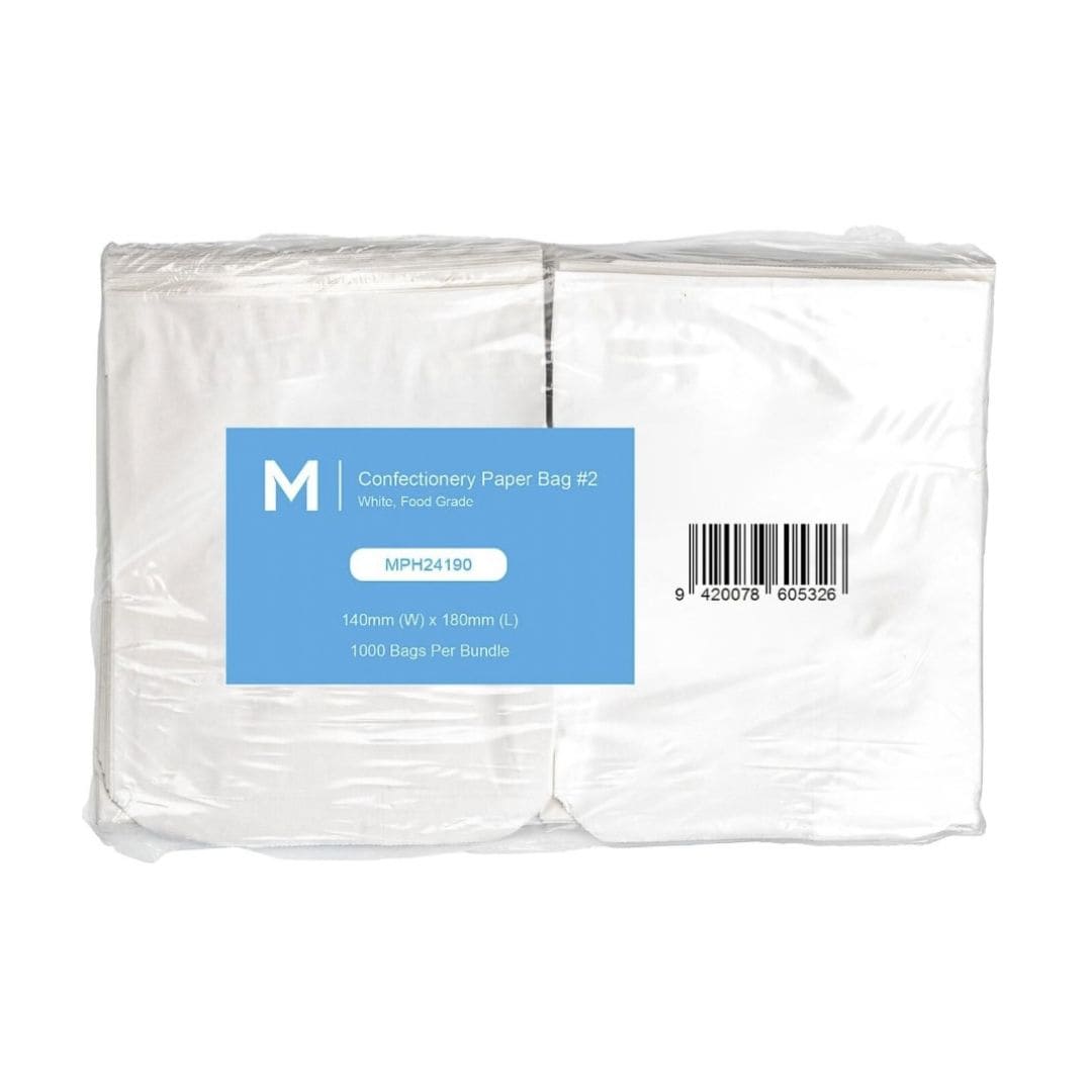 White flat confectionery paper bags 140x180mm 35gsm 4000 bags per box