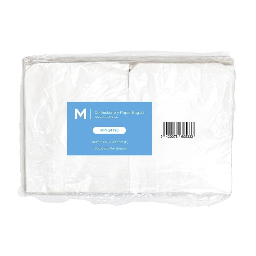 White flat confectionery paper bags 160x200mm 35gsm 4000 bags per box