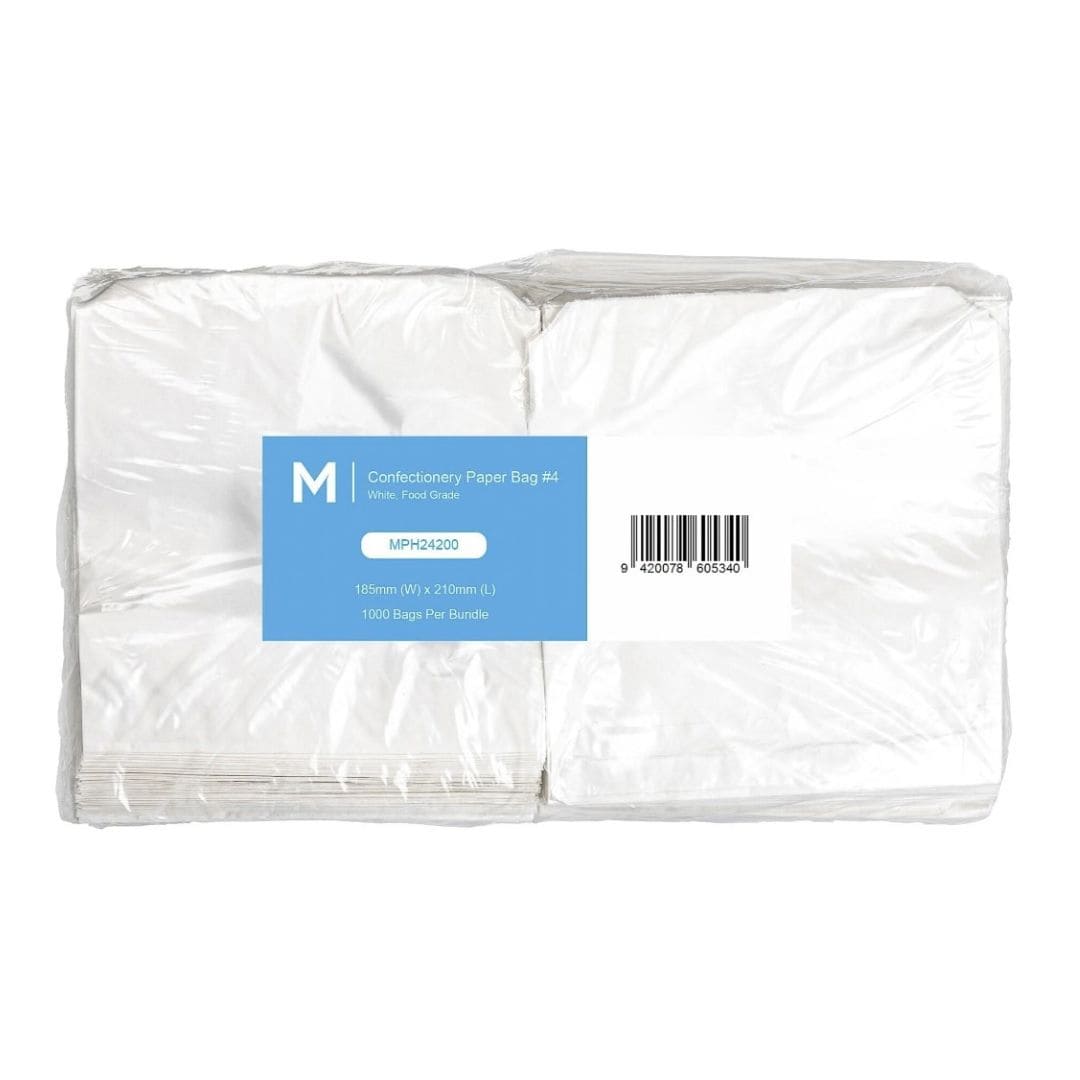 White flat confectionery paper bags 185x210mm 35gsm 4000 bags per box