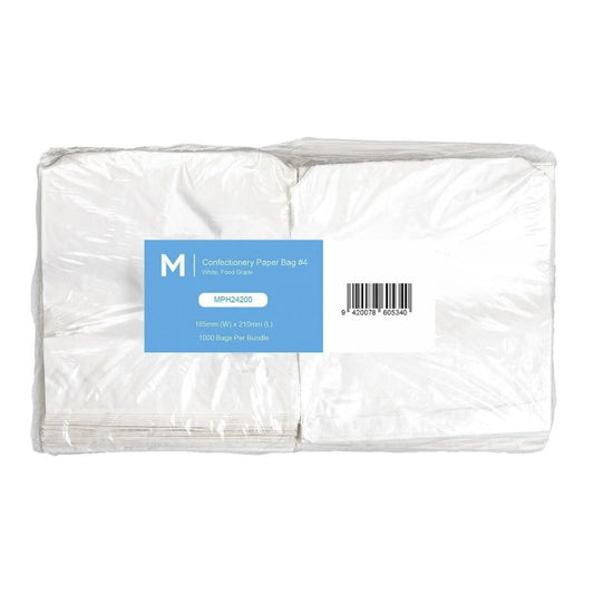 White flat confectionery paper bags 185x210mm 35gsm 4000 bags per box