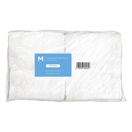 White flat confectionery paper bags 200x240mm 35gsm 3000 bags per box