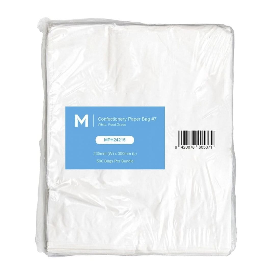 White flat confectionery paper bags 235x300mm 35gsm 2000 bags per box