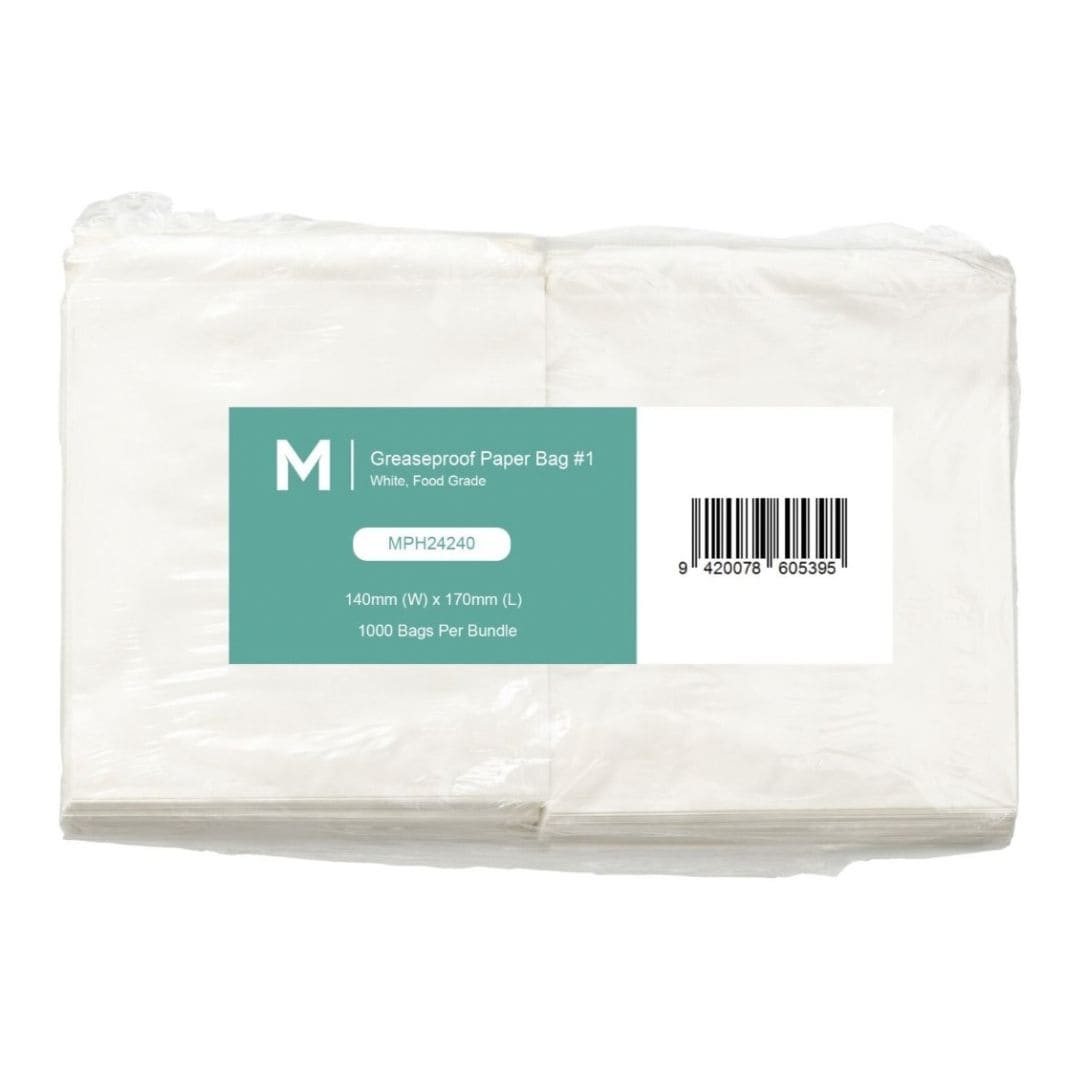 White greaseproof paper bags 140x170mm 40gsm 4000 bags per box