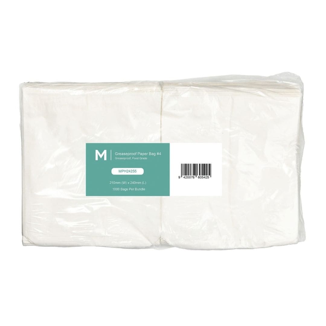 White greaseproof paper bags 210x240mm 40gsm 3000 bags per box