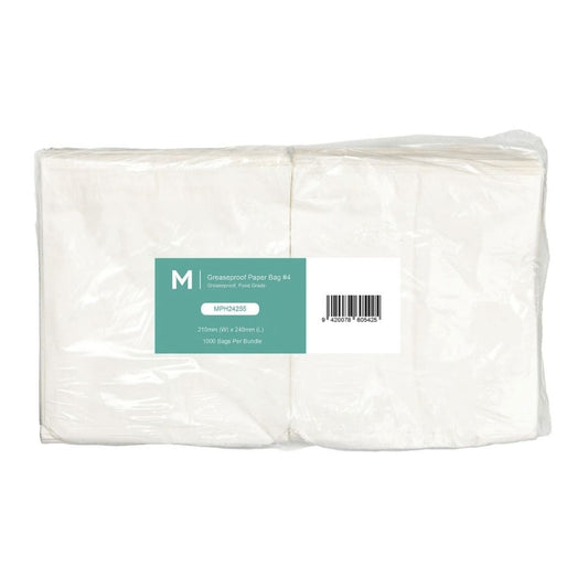 White greaseproof paper bags 210x240mm 40gsm 3000 bags per box