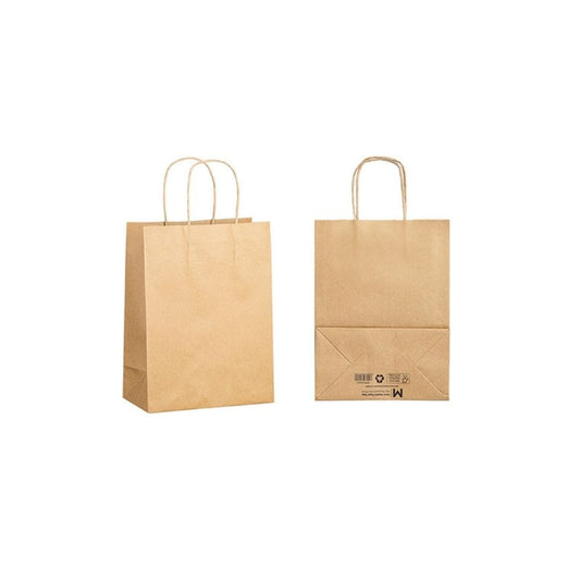 Brown XS twist handle paper bags 205x110x275mm FSC Recycled 250 bags