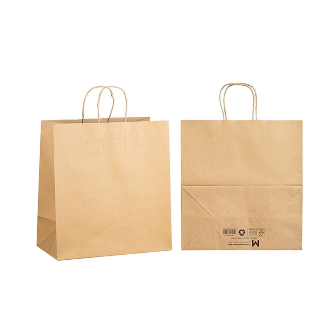 Brown L twist handle paper bags 320x175x345mm FSC Recycled 150 bags