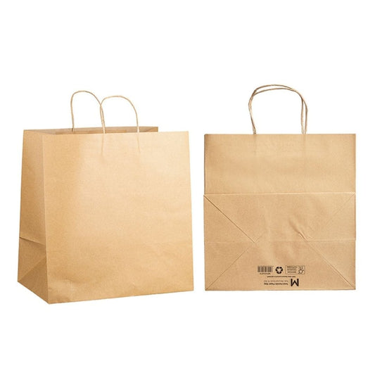 Brown XL twist handle paper bags 355x230x370mm FSC Recycled 150 bags