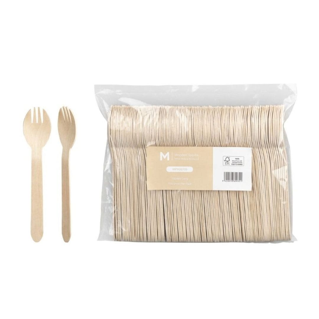 Natural wooden sporks 160mm FSC 100% fork spoon 1000 units per box