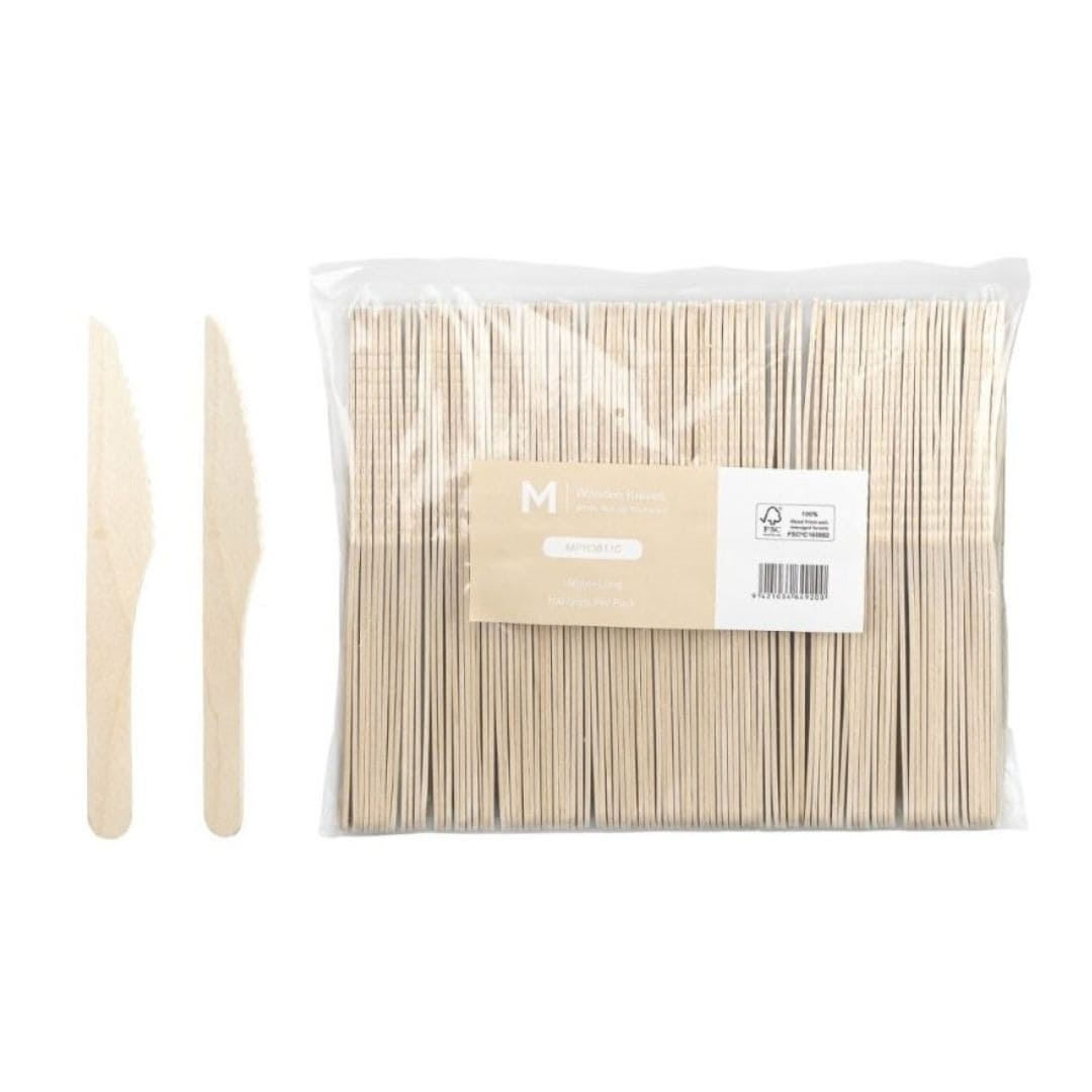 Natural wooden knives 160mm long FSC 100% 1000 units per box