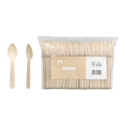 Natural wooden teaspoons 110mm long FSC 100% 1000 units per box