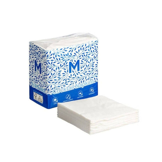 Embossed Cocktail Napkins 1/4 Fold - White, 240mm x 240mm, 2 Ply, FSC® Mix2000 Napkins/Box